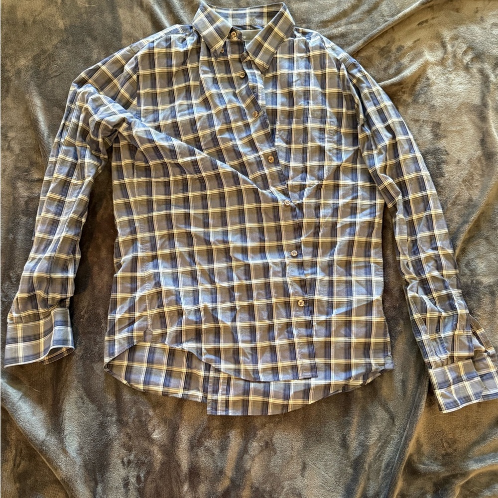 Vince Blue and Gray Casual Button Down Shirt